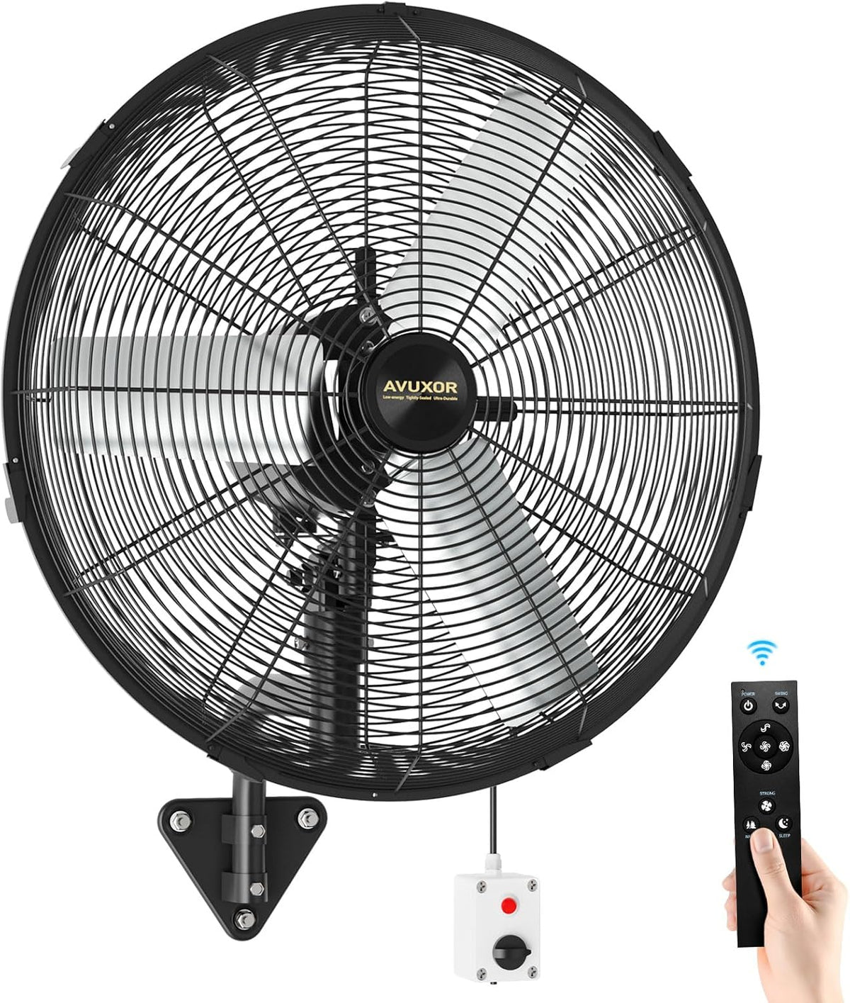 AVUXOR Ventilateurs muraux, 60 cm, Blanc, Ventilateur Mural Extérieur avec Télécommande, Ventilateur Oscillant 4 Vitesses