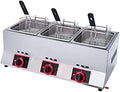 Dyqyym Friteuses, 33 litres, Argenté, Friteuse à gaz professionnelle GPL en acier inoxydable, trois réservoirs