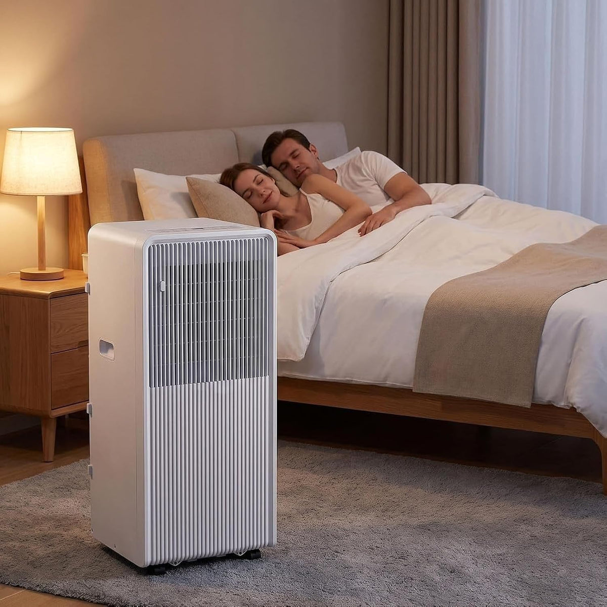 Wuufake climatiseur portable, 12000 BTU, 48 dB, 11000 Btu, Blanc, Silencieux avec Télécommande et Kit Fenêtre Complet