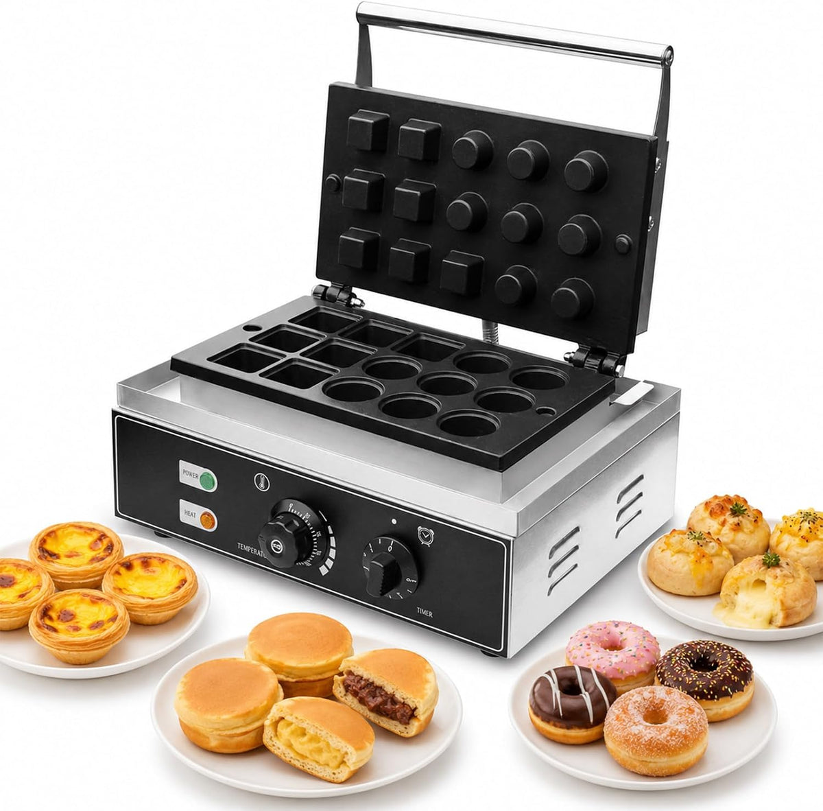 liuyunfeiGL Machines à donuts, 110 V / 220 V CA, 1550 W, 70 mm, Noir, Appareil à Tartelettes 8 Emplacements
