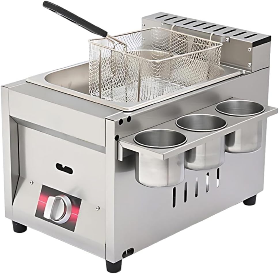 Friteuse Friteuses, Argenté, à gaz de comptoir, corps en acier inoxydable, plusieurs options de réservoir
