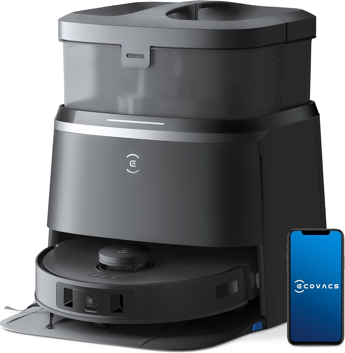 ECOVACS robot aspirateur, Noir, Aspirateur Robot DEEBOT T30 Omni avec Mini Station Laveur, Nettoyage Humide adaptatif TruEdge™