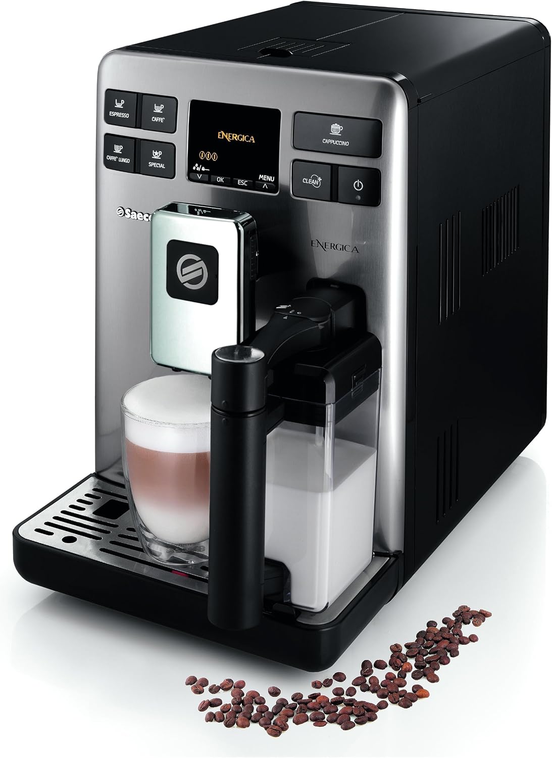PHILIPS machine à café, 1,6 l, 0,5 l, Noir/Argenté, Saeco HD8852/01 Machine expresso automatique Energica Focus