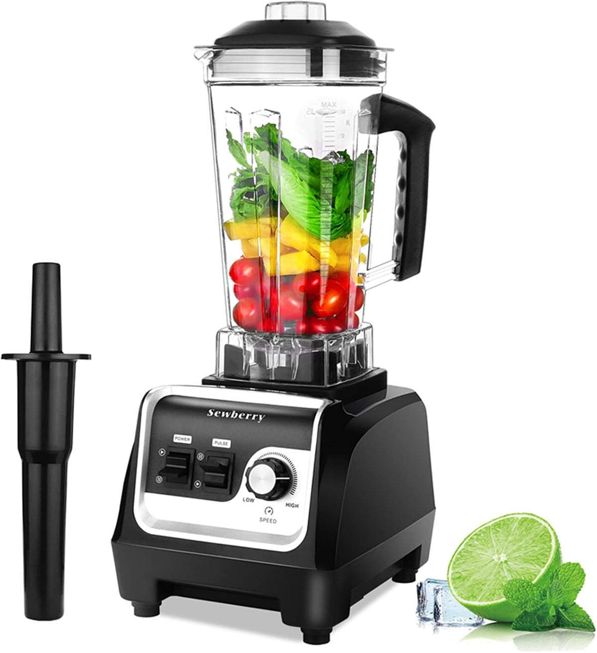 Sewberry blender, 200 W, Noir, professionnel pour plan de travail, mixeur pour broyeur de glace, dessert congelé
