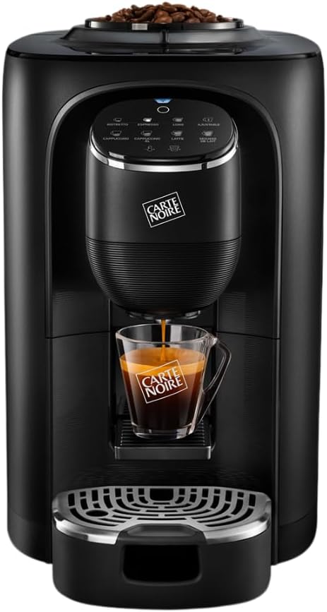 Carte Noire machine à café, Noir/Argenté, Aroma Signature - à grain avec mousse de lait, Préparez vos Cappuccino