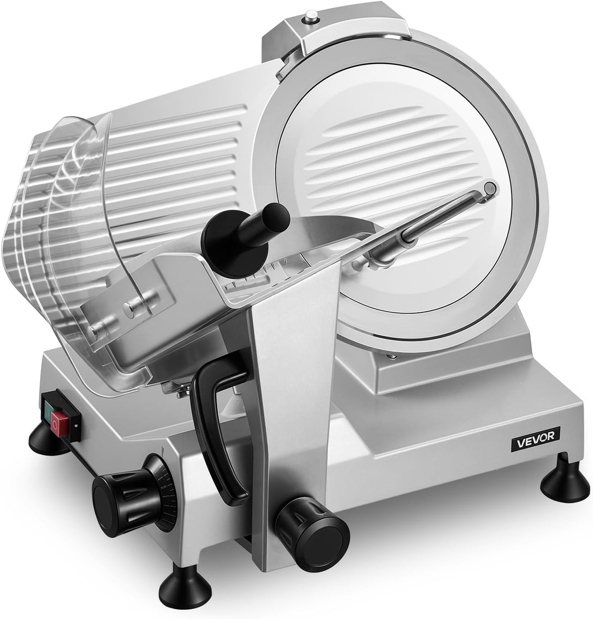 VEVOR trancheuse électrique, 400 W, 15 mm, 300 mm, Argenté, Trancheuse à Jambon Épaisseur de Coupe Réglable 0