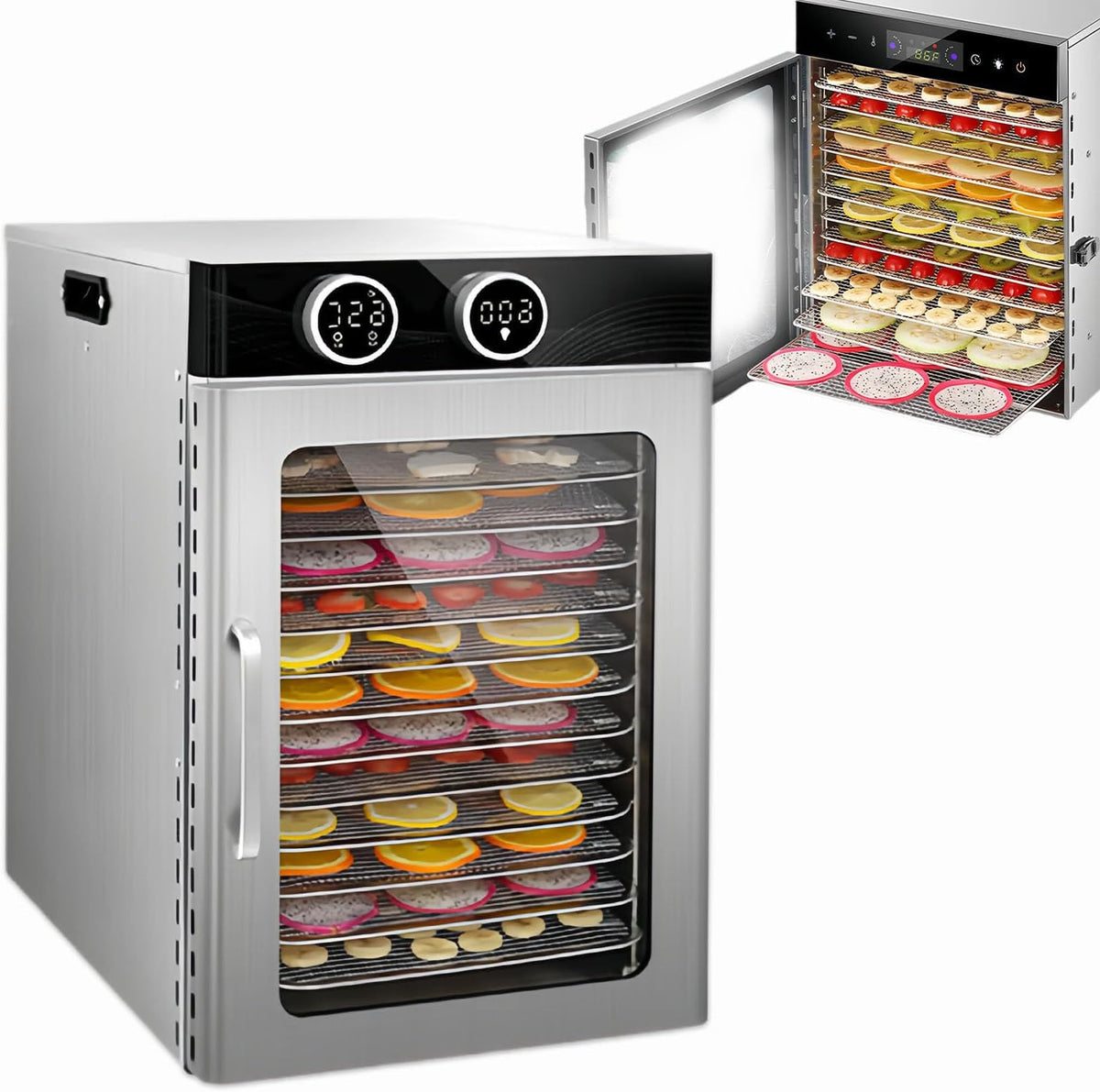 Glowdora déshydrateur alimentaire, 800 W, 1200 W, Blanc, Professionnel /, Lyophilisateur 6/12 Couches, Durée De Séchage: 24H
