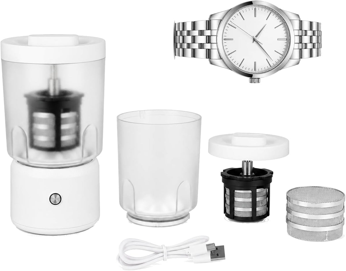 WTRYRN Nettoyage et entretien, Gris, Mini Nettoyeur à ultrasons pour pièces de Montres et Bijoux, Gobelet de nettoyage portable pour montres
