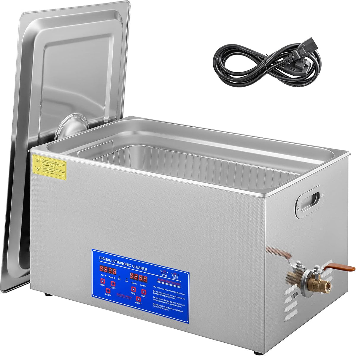 Moh Fournitures pour le nettoyage du laboratoire, 30 L, 600 W, Argenté, Nettoyeur à ultrasons professionnel en acier inoxydable