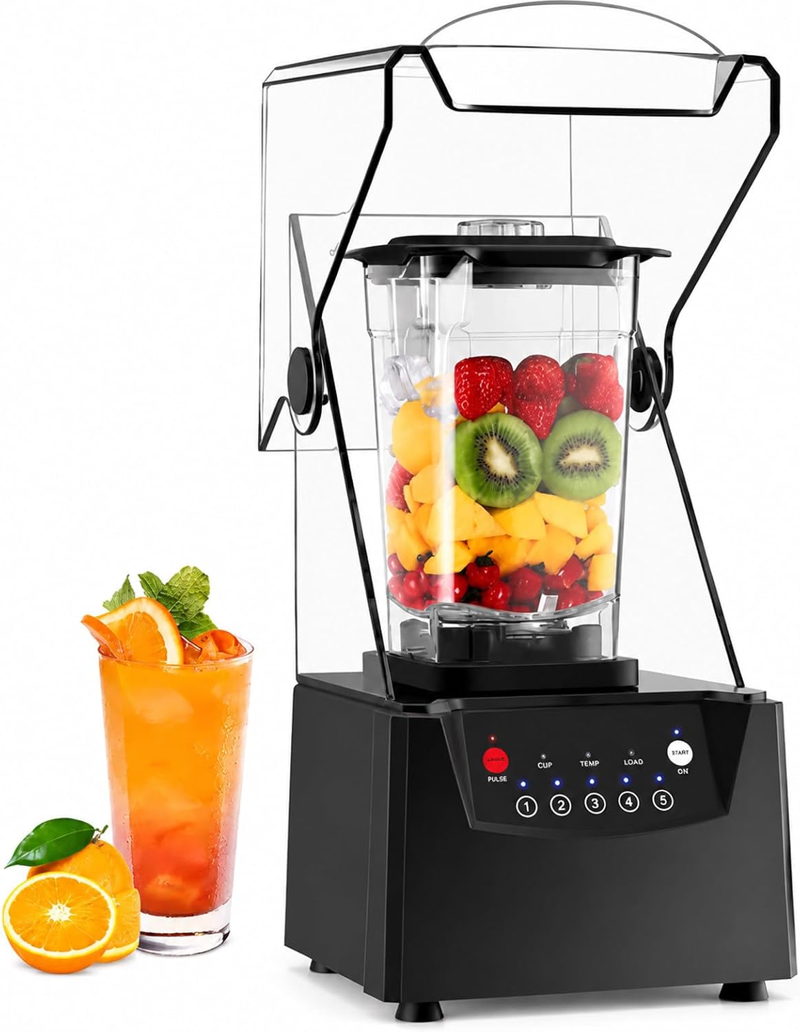 SHUMIAO blender, 2200 W, 2 L, Noir, Commercial Silencieux, 5 Programmes, Mixez les recettes épaisses avec ce robuste