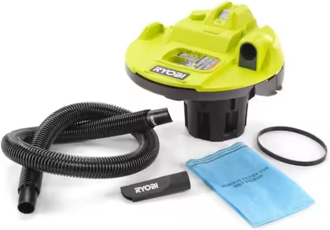 RYOBI RYOBI, 18 V, Noir, One+ Aspirateur Sec/Humide sans Fil, Outil Uniquement avec Tuyau et suceur Plat
