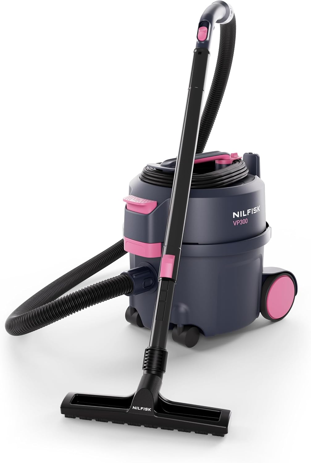 Nilfisk aspirateur eau et poussière, Rose, VP300 HEPA Pink T EU (aspirateur professionnel, faible niveau de bruit