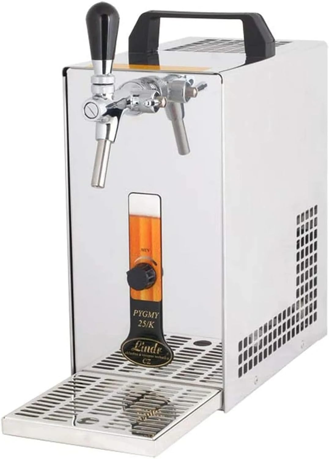 ich-zapfe.de Tireuses à bières, 170/280/325 mm, poids 16,5 kg, 334 W / 230 V / 50 Hz., 35 l, Argenté/Vert, Refroidisseur Sec INOX