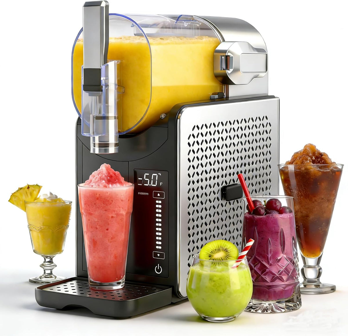 WEJIUAFB sorbetière, 1,9 L, Blanc, Machine à granité pour maison, technologie RapidChill, 5 programmes intelligents
