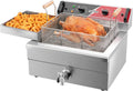 crosson Friteuses, 12 L, Noir, Friteuse électrique à trois paniers avec bec verseur d'huile, grille de vidange d'huile