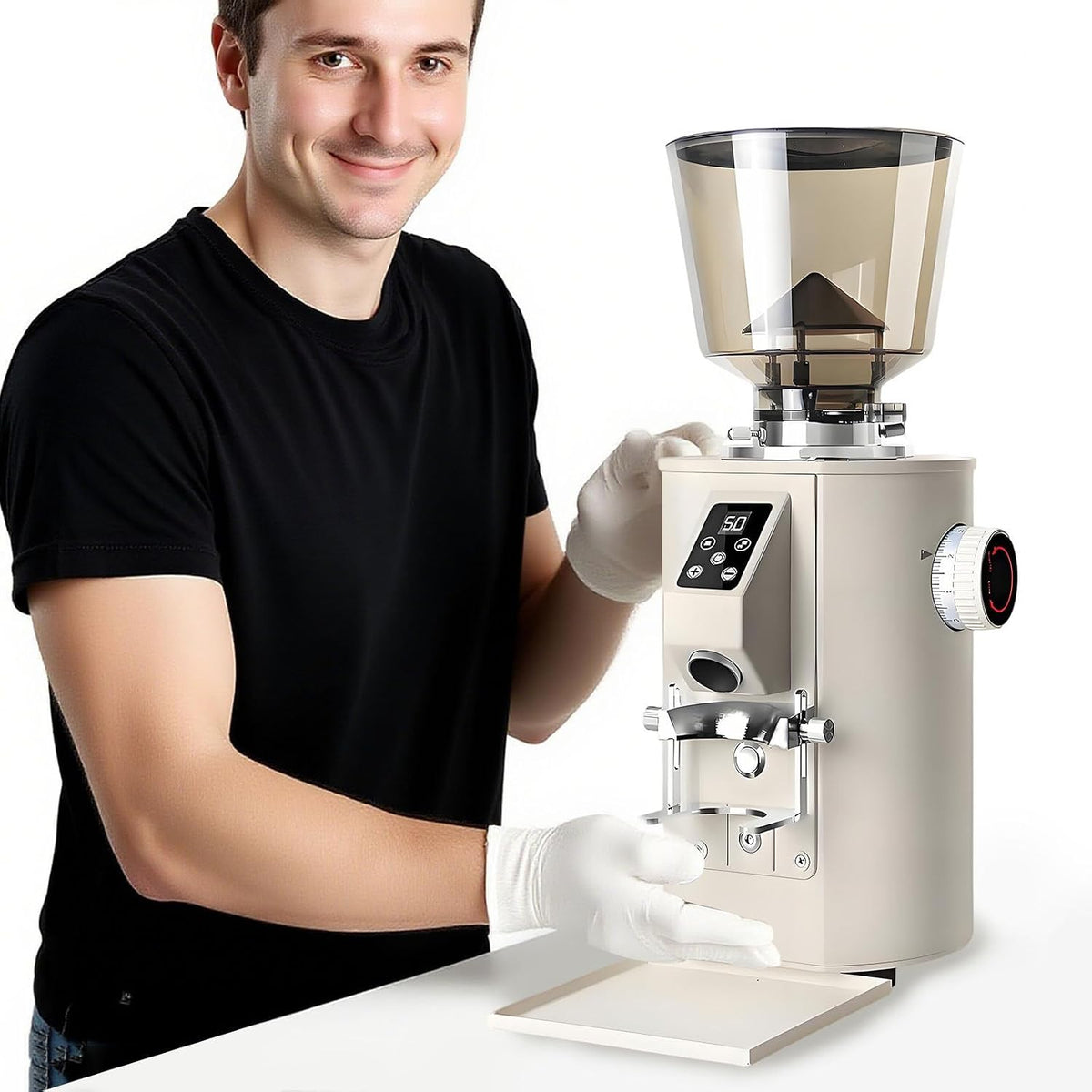 moupeaktain broyeur, 250 × 210 × 480 mm, 350 W | Vitesse : 2800 tr/min, 350 W, 64 mm, Noir, Moulin à Café Professionnel