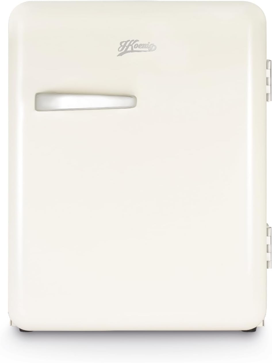 H.Koenig mini réfrigérateur, 31 L, 24 dB, Blanc, Mini Bar Vintage TOAD8, Mini Frigo de Chambre Compact, Aliments