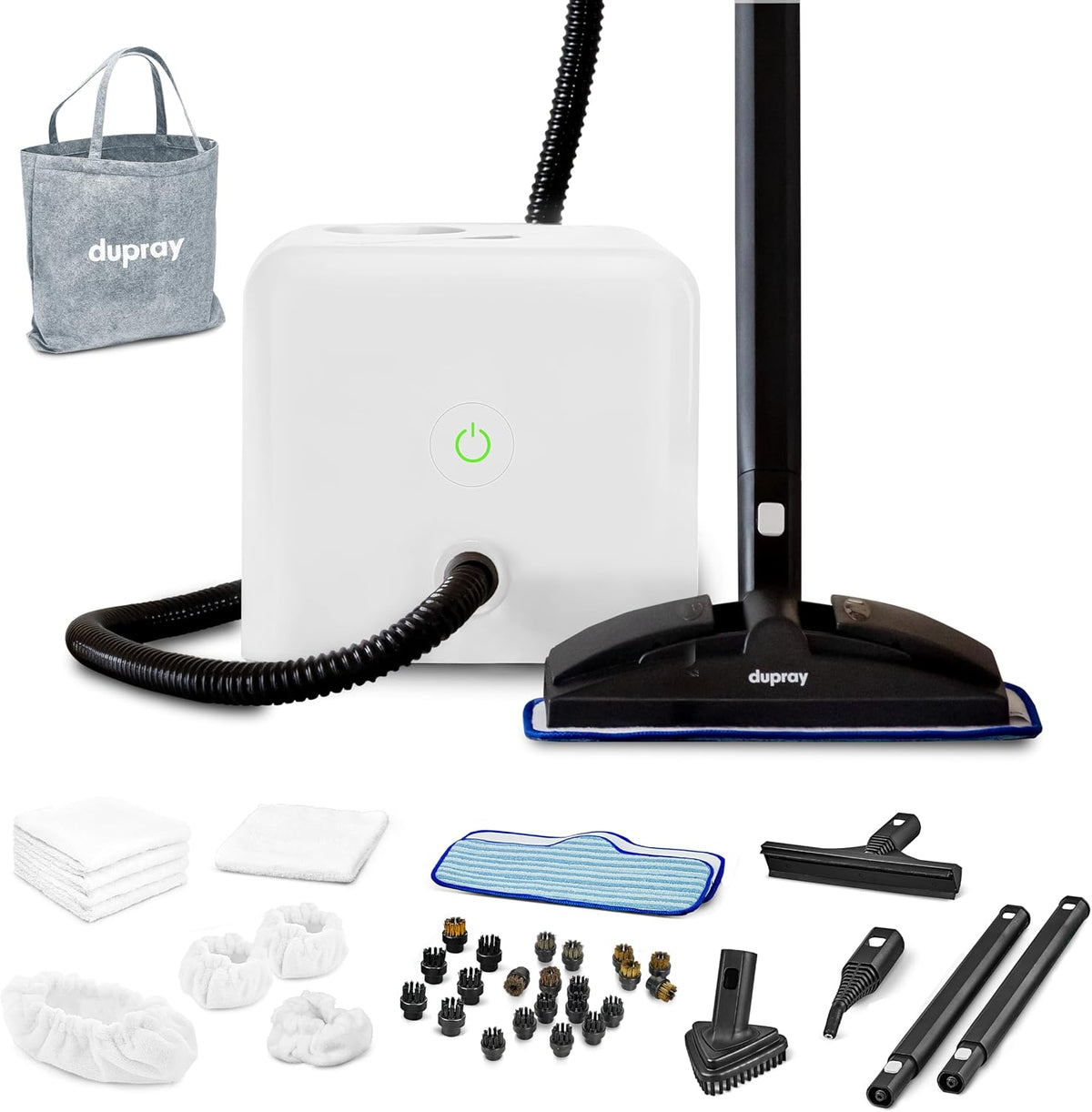 Dupray nettoyeur vapeur, Noir, Neat - Kit 40 Pièces. Sans produits chimiques, Pack complet 40 pièces, Nettoyage vapeur sols