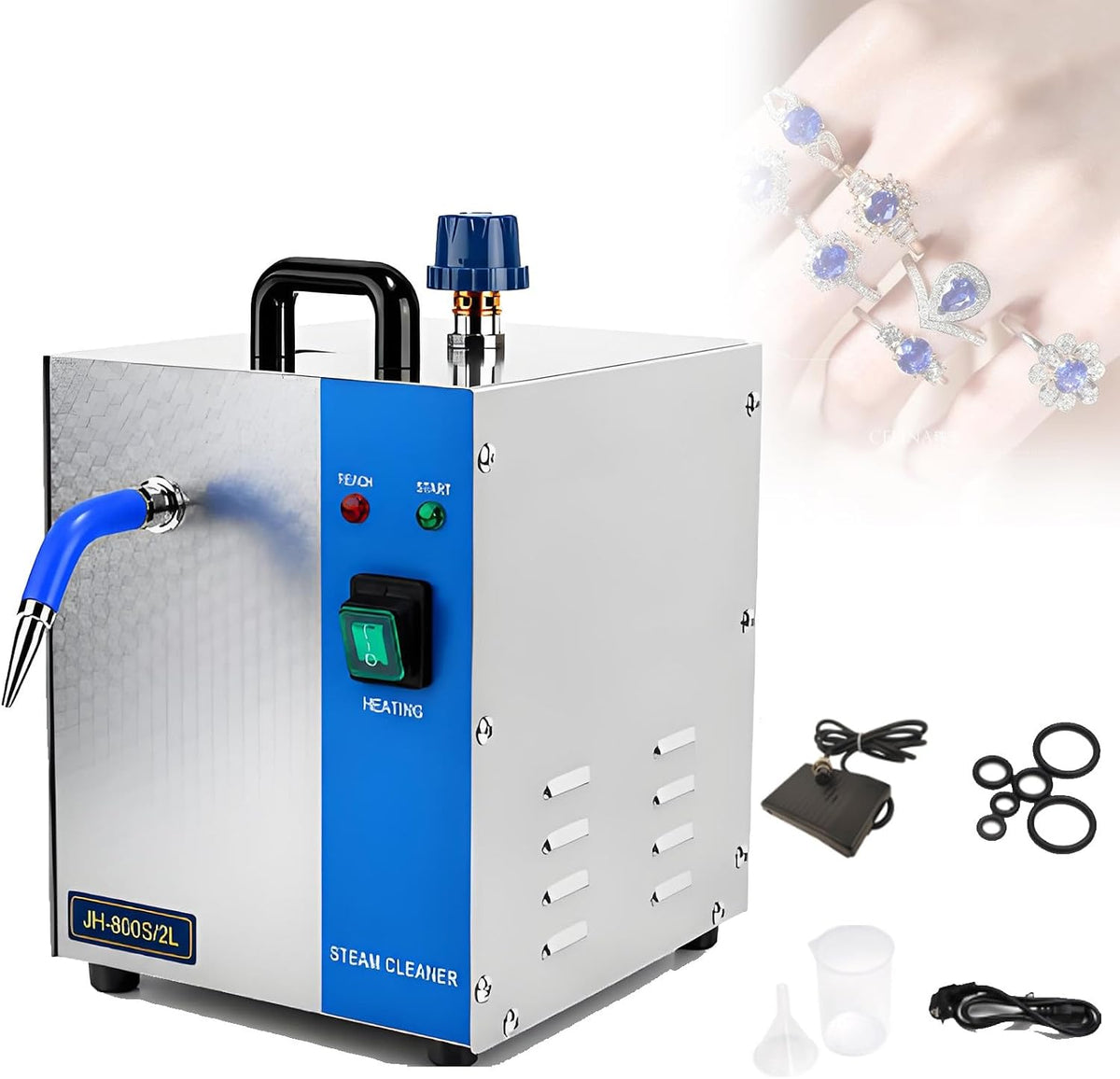 Ofyphth nettoyeur vapeur, 2 L, Noir, Haute Pression pour Bijoux, Montée en température Rapide (8 Min), Professionnel pour Bijoux