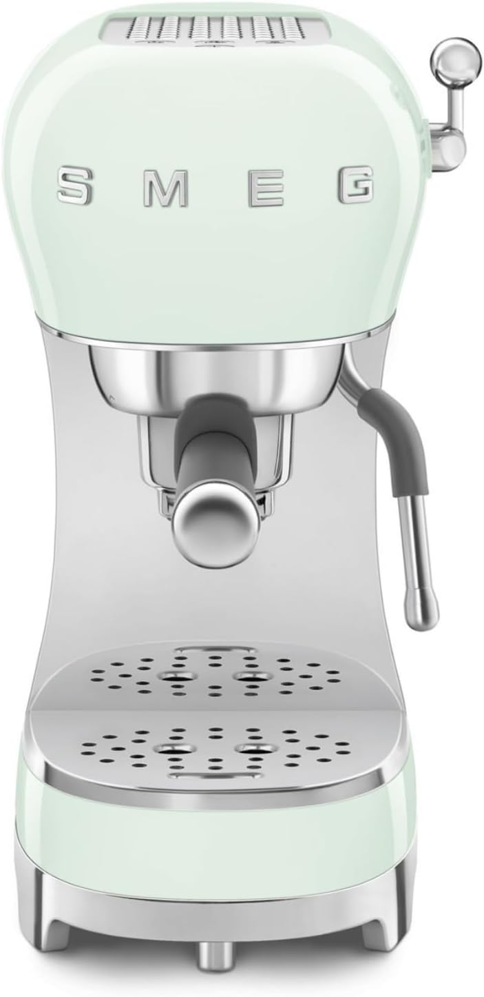 Smeg machine à café, 1 L, 1350 W, Vert, Expresso Manuelle ECF02PGEU, Système Thermoblock et Buse Vapeur, 4 Fonctions Expresso