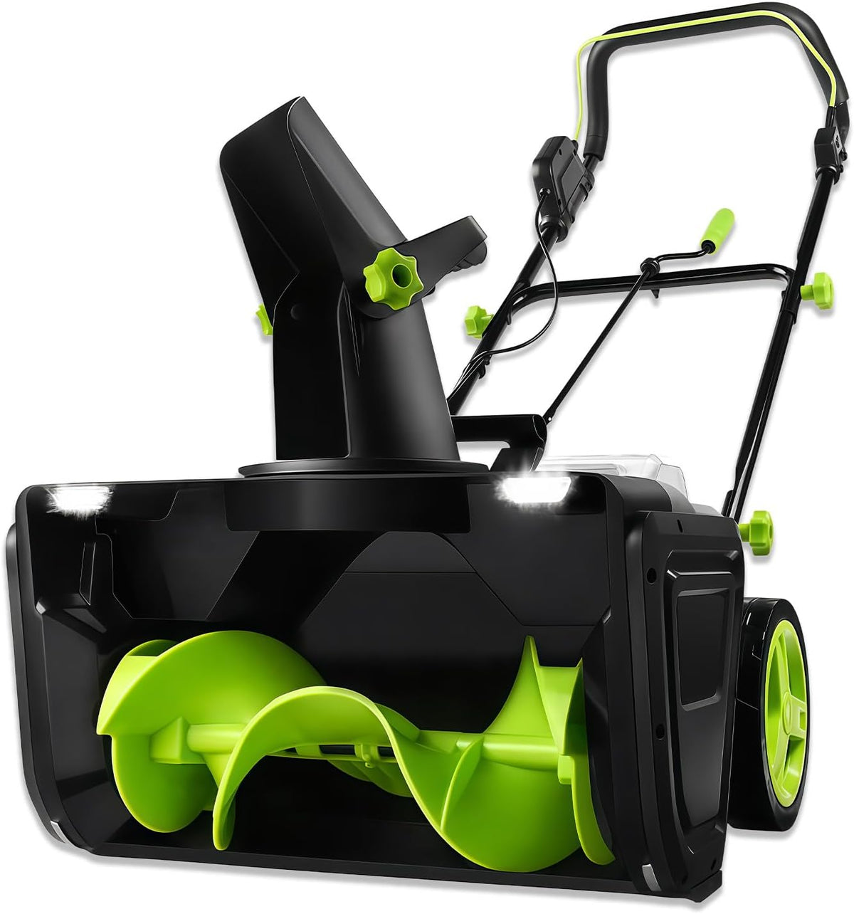 Glowdora fraise à neige, 3500w, 50 Cm, Noir, Souffleuse À Neige Électrique, Moteur De avec Double Éclairage LED 2batteries