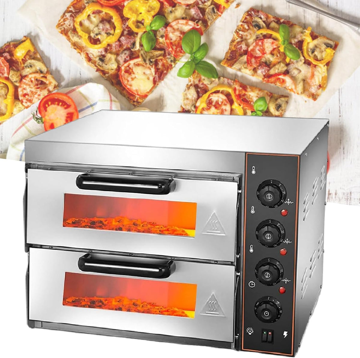 XEEAOFE four à pizza, 110 V, Argenté, De Comptoir, éLectrique D'IntéRieur