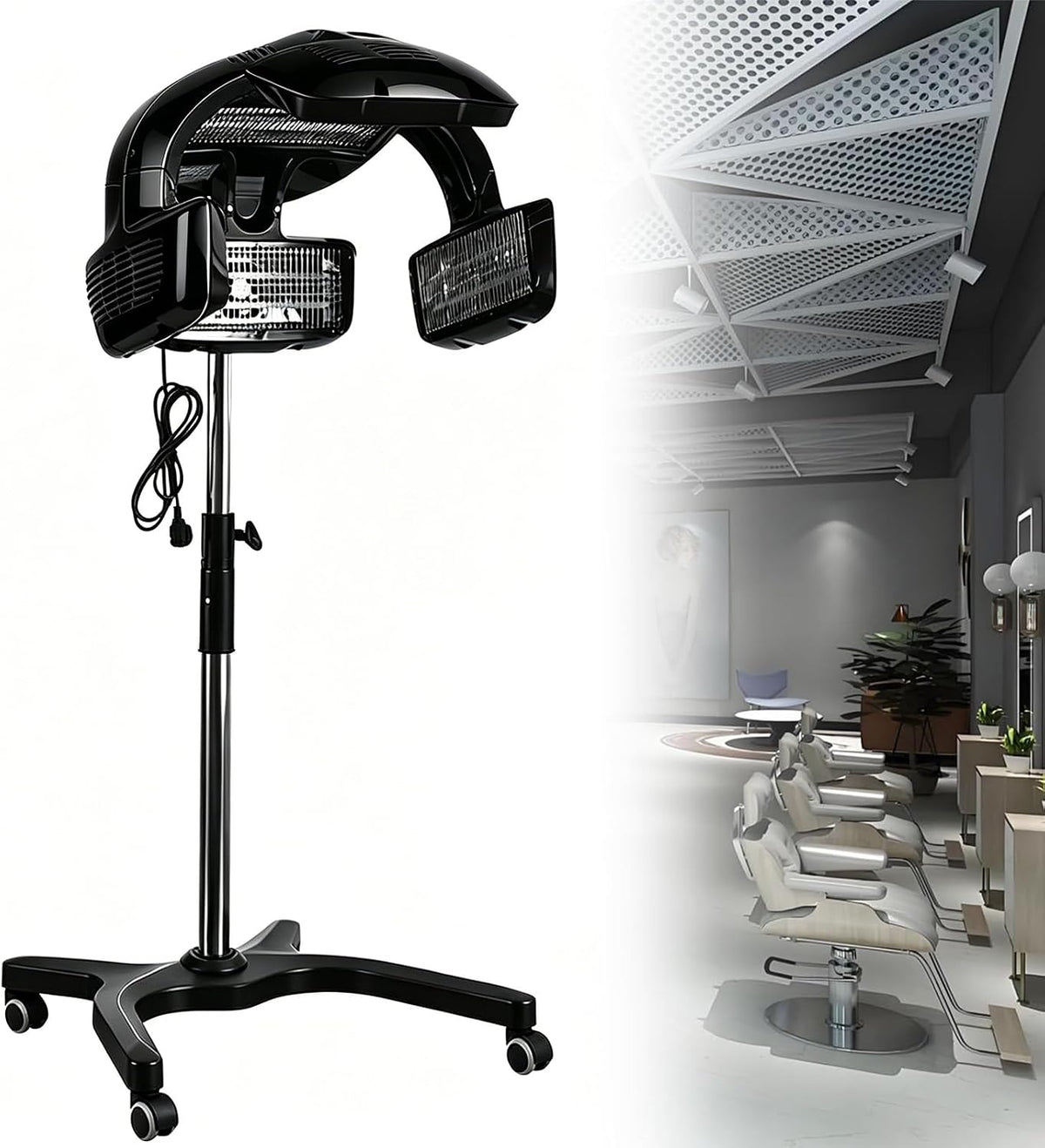 MINHUIJIHUI Sèche-cheveux, 800 W × 5, 110 V/220 V 60 Hz, blanc/noir, Casque Séchant et Équipement de Salon Professionnel