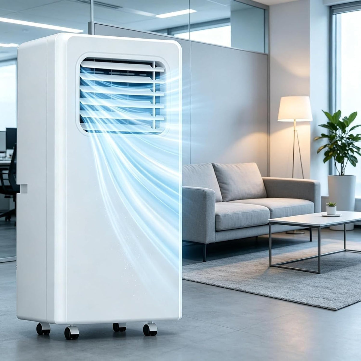 QINLIGAO climatiseur portable, 12000 BTU, Blanc, Climatiseur Mobile, Refroidisseur d'Air Portable avec Tuyau