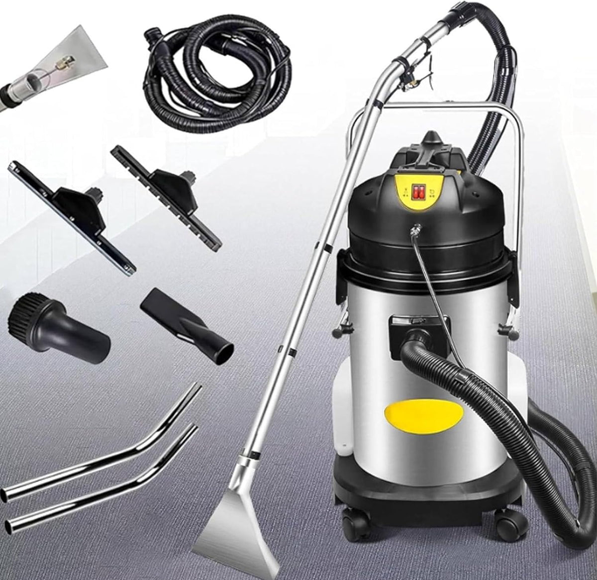 canapé Machine, 40 l, Noir, de nettoyage portable pour tapis, aspirateur, aspirateur, 4 roues avec réservoirs de et long cordon