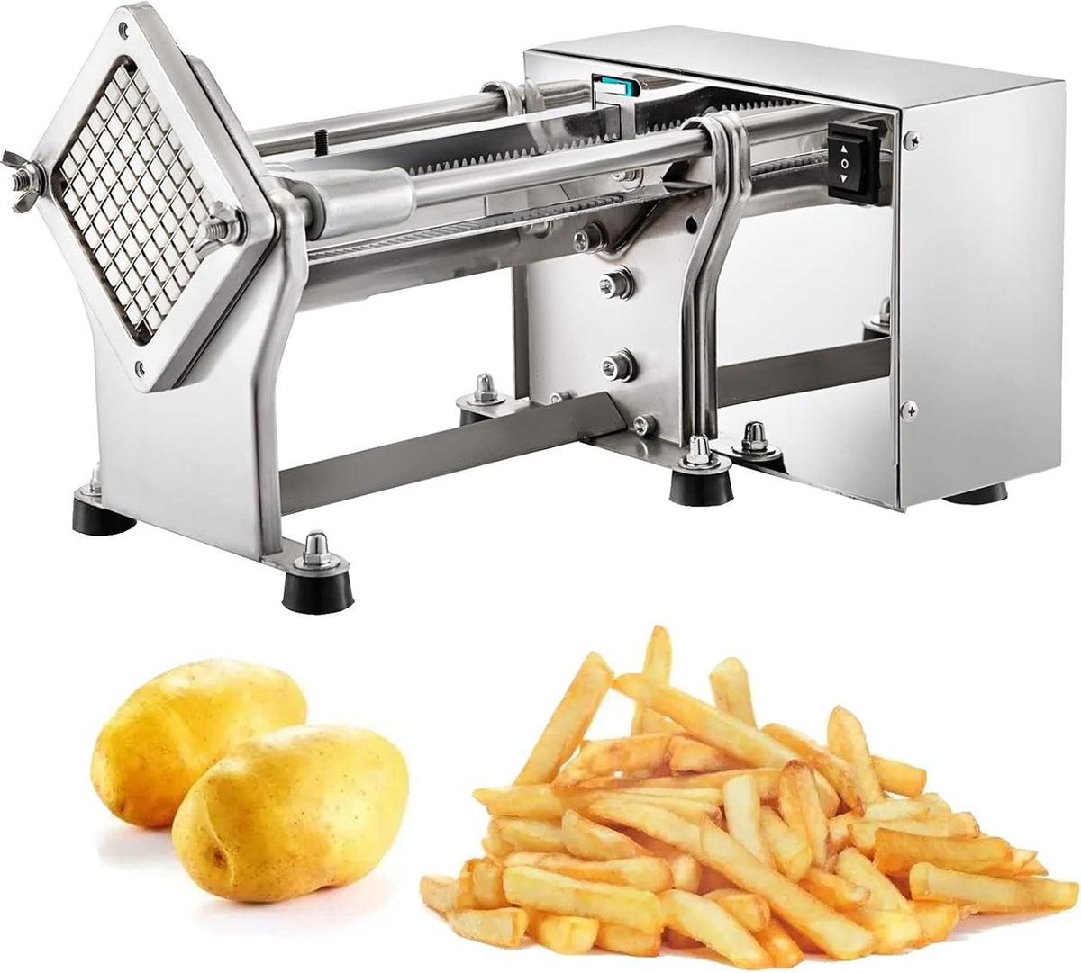 JMOZHCD trancheuse électrique, 60 W, 110 V/60 Hz, 220 V/50 Hz., Noir, Machine à pommes de terre à frites, déchiqueteuse automatique de pommes de terre