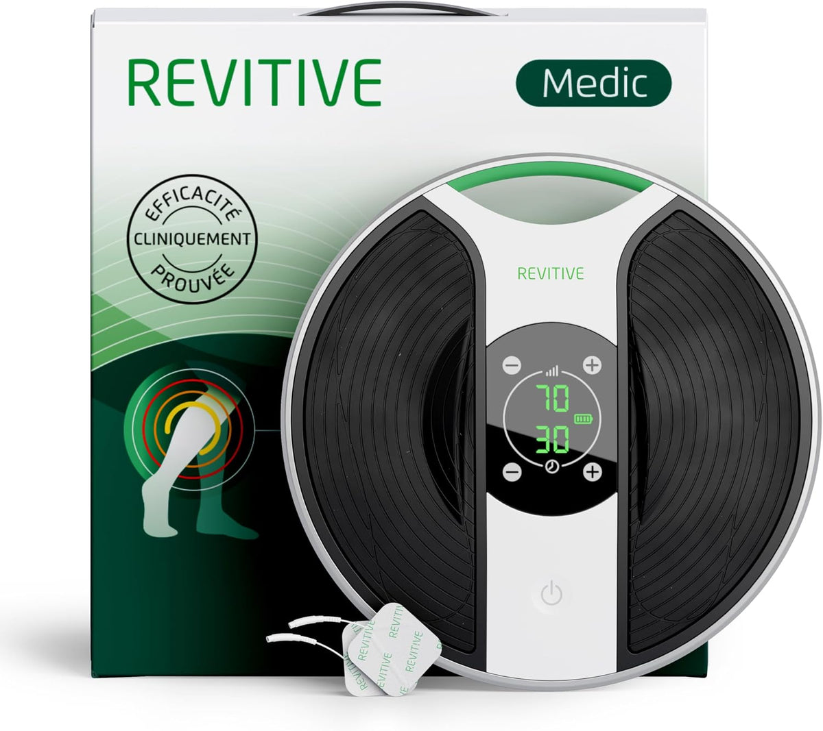 REVITIVE Stimulateurs musculaires et nerveux, Noir, Soulagement cliniquement prouvé, sans médicament des douleurs persistantes aux jambes et aux pieds