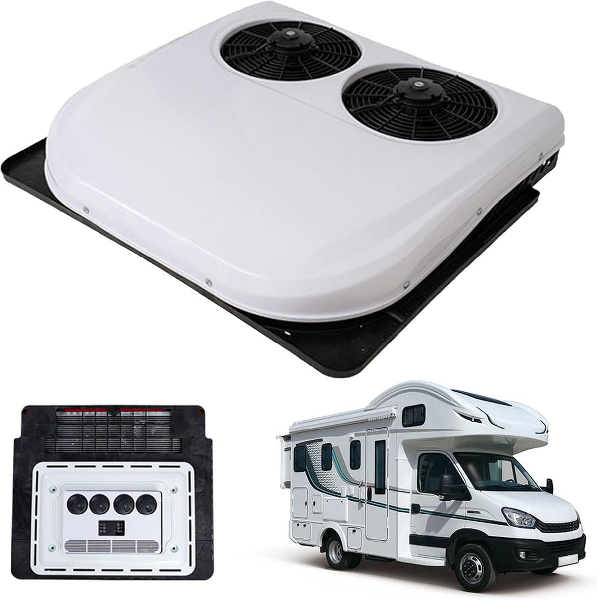 Climatiseur Climatiseurs, 24 V, 1200 W, Blanc, de toit 12/ CC pour camions, camping-cars et bateaux, refroidissement uniquement