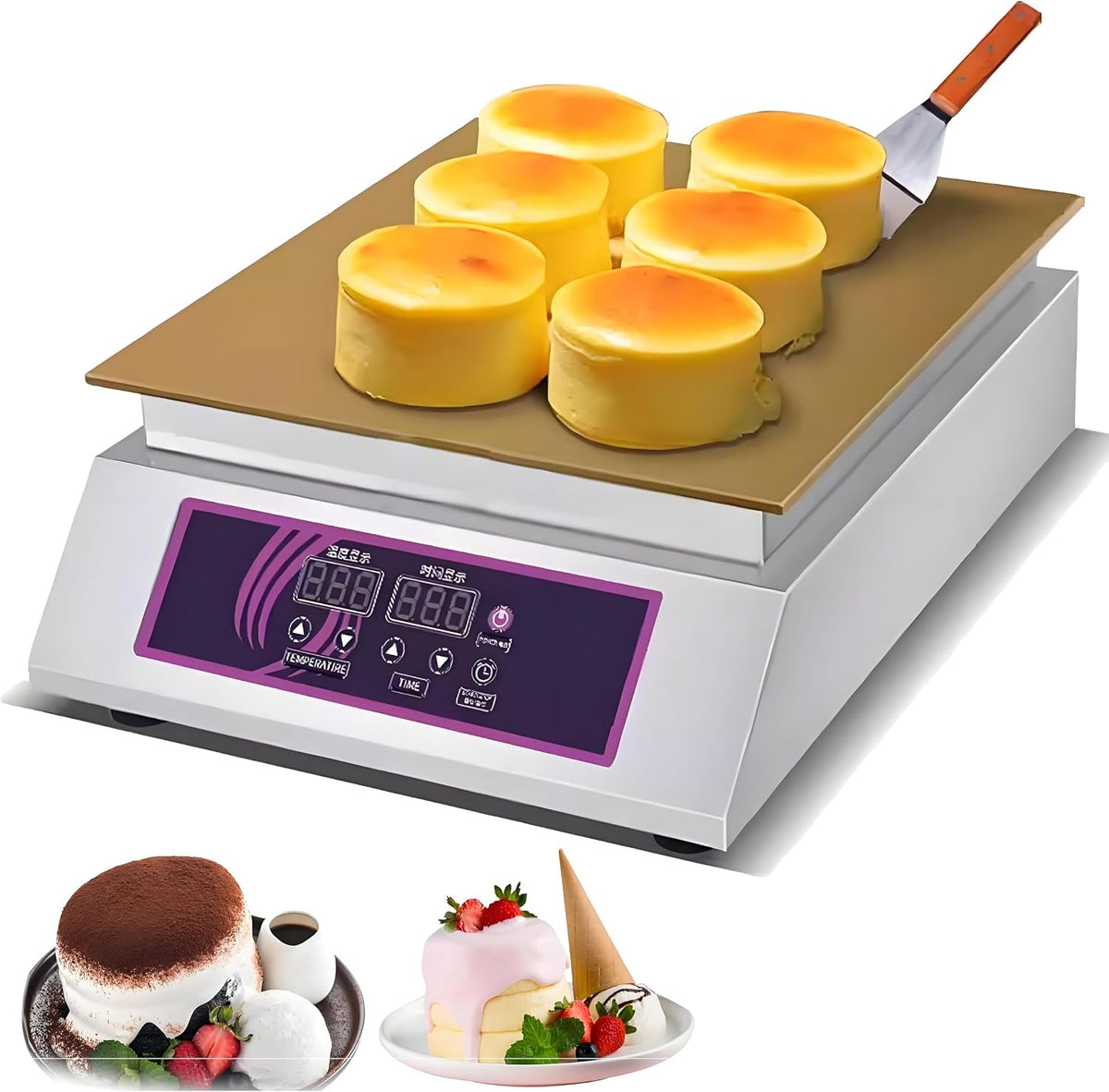 table de cuisson SHENGSHIYU, 1300 W, Noir, Machine à Soufflé Commerciale, Machine à Pancakes, Chaleur Uniforme singlehead