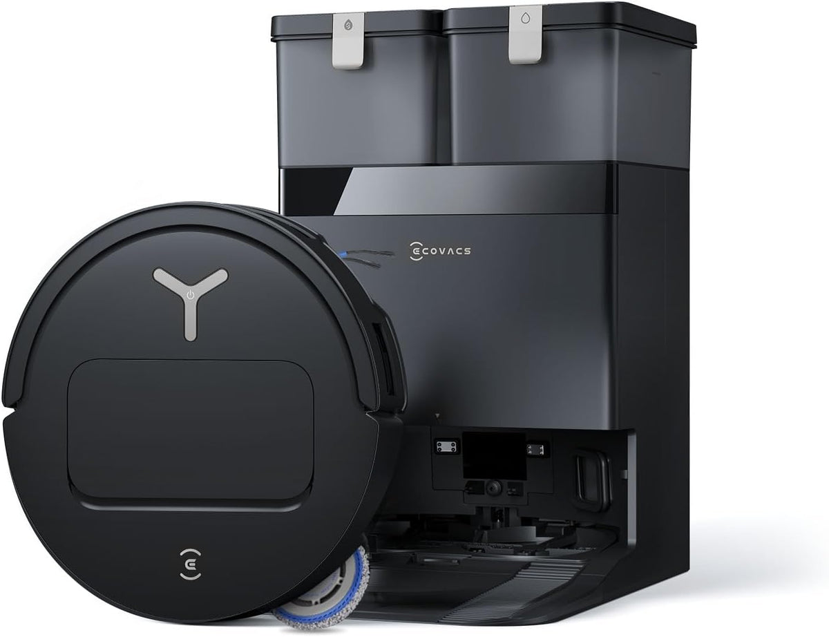 ECOVACS robot aspirateur, 81 mm, Noir, DEEBOT T50 Omni Gen3 Laveur 25 000 Pa AIVI 3D, TruEdge 2.0, brosse & patin extensibles