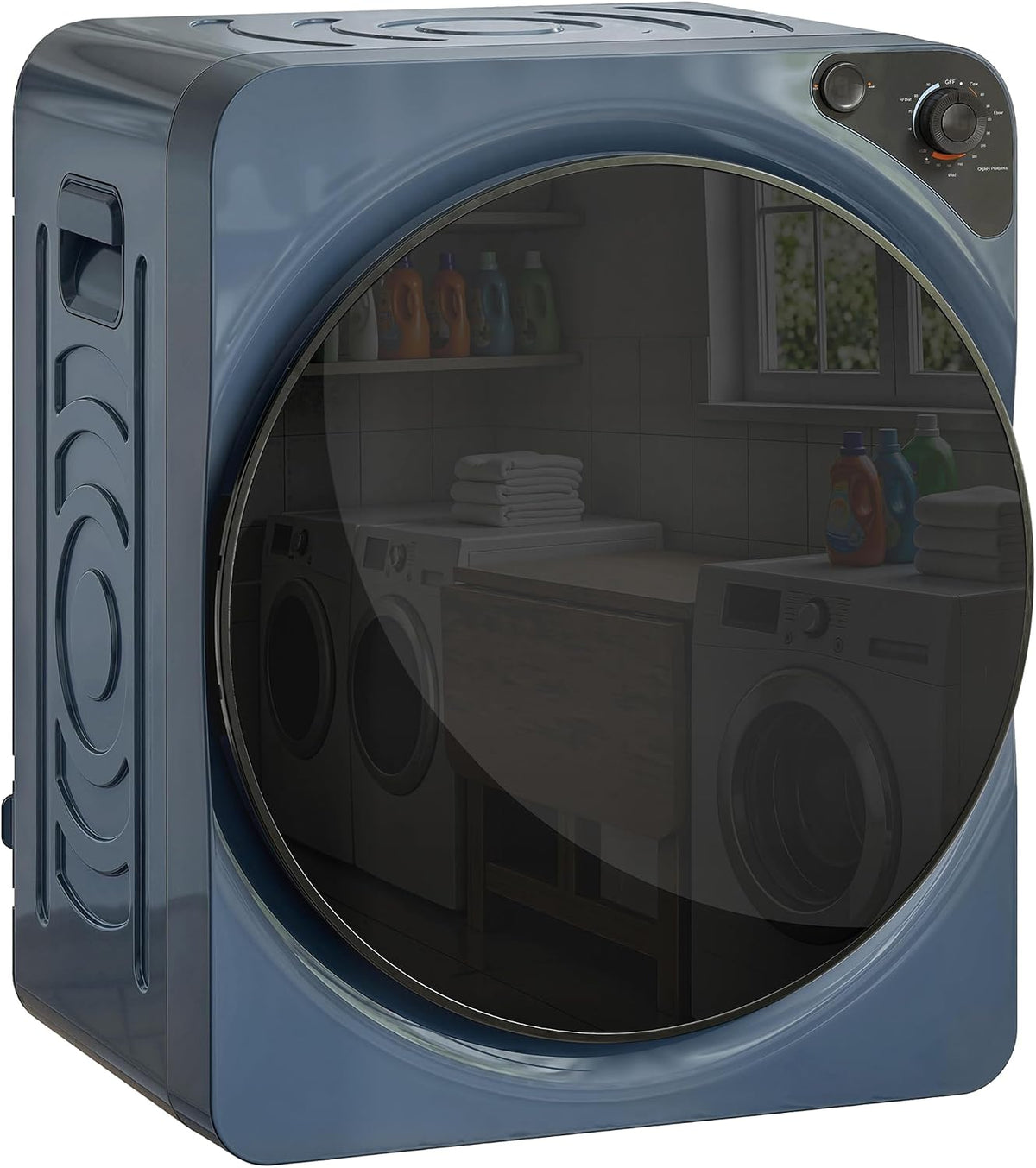 HOMCOM Sèche-linges à évacuation, 1000 W, 3 Kg, Bleu/Argenté, Sèche Linge à Évacuation Compact 5 Modes de Séchage Bleu