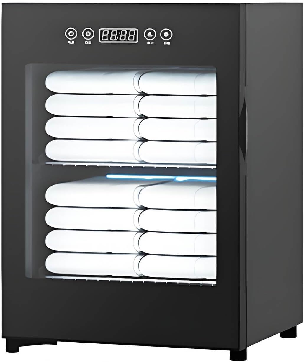 armoire Ginlodda, 58 L, Blanc, Chauffe-Serviettes 2-en-1, Chauffe-Serviettes à Vapeur Compact avec Stérilisateur UV