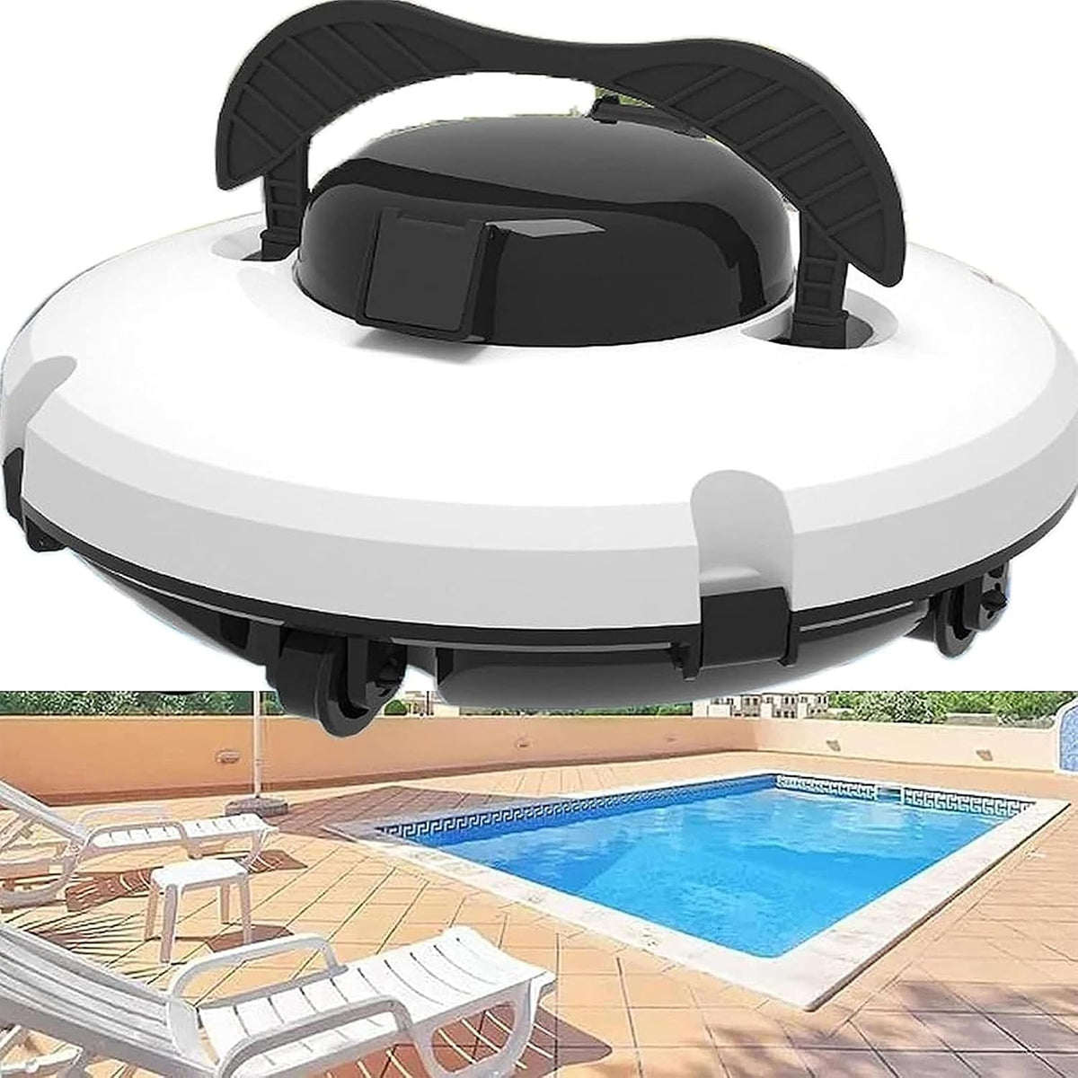 RayGenius Systèmes de nettoyage automatique, 36x36x18 Cm 36x36x18 Cm, Noir, Aspirateur De Piscine, Robot Nettoyeur De Piscine sans Fil
