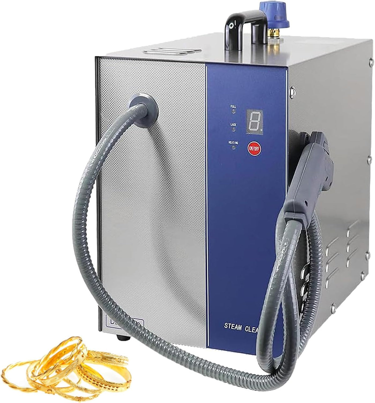 Pvxa Nettoyeurs vapeur, 1300 W, 110 V-220 V, 4 Kg, Acier inoxydable 304, Argenté, Nettoyeur à Vapeur Professionnel pour Bijoux en Or Et en Argent