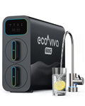 Ecoviva Filtres sous éviers, Noir, E6 Filtre à eau par osmose inverse compact et fin, filtre sous l'évier de 600 GPD avec robinet