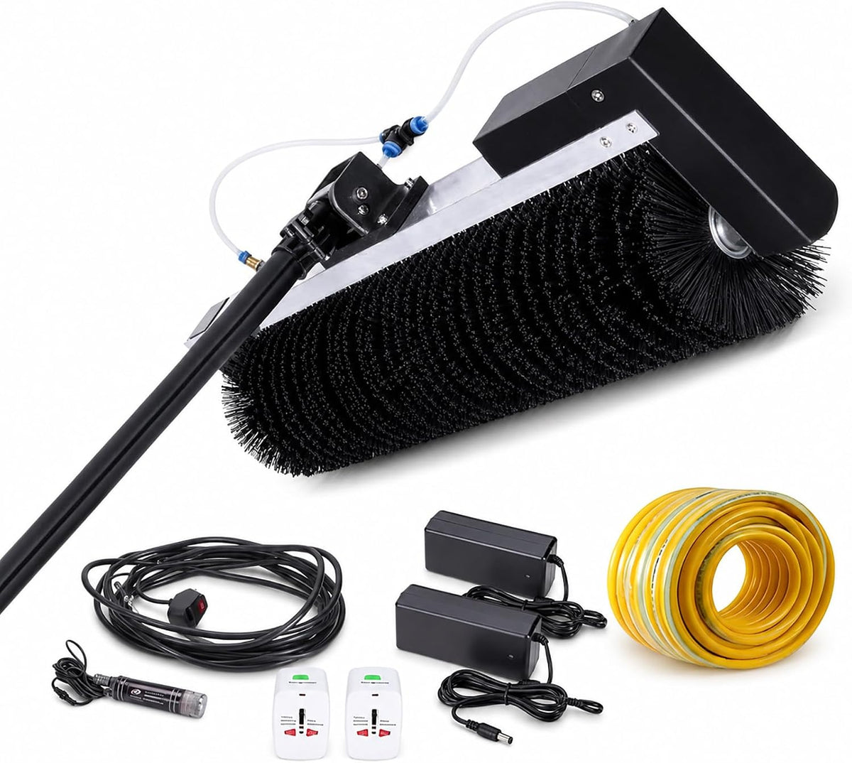 vnmudzeo Kits de nettoyage, 7.5 m, Noir, Nettoyeur de Panneaux Solaires avec Perche