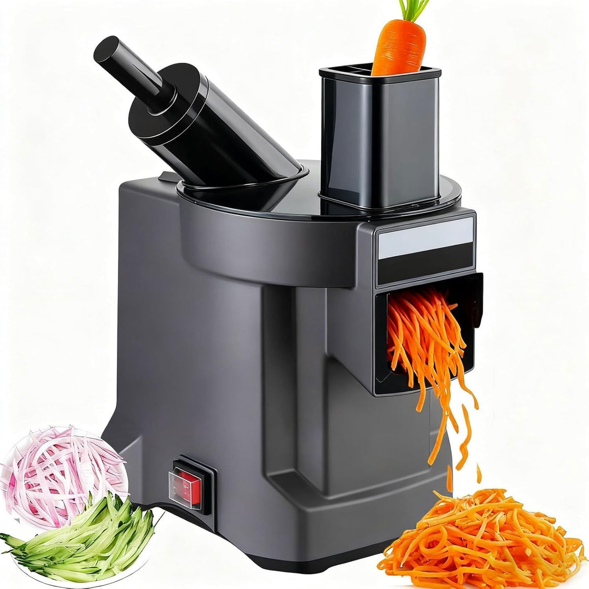 Robot trancheuse électrique, Noir, de cuisine professionnel - à double alimentation avec 3 lames, multifonction pour supermarchés