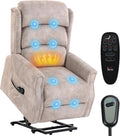HOMCOM Fauteuils relaxants, Beige, Fauteuil Releveur Électrique Massage Vibration Chaleur