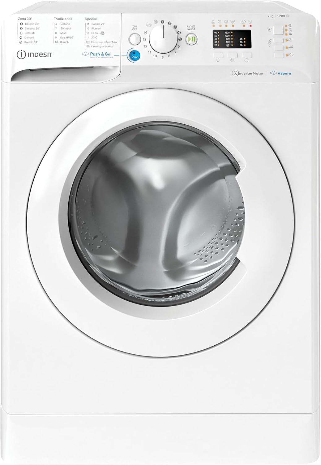 Indesit lave-linge, 7,0 kg, Blanc, Machine à laver sans installation à chargement frontal : - BWSA 7125X WV FR