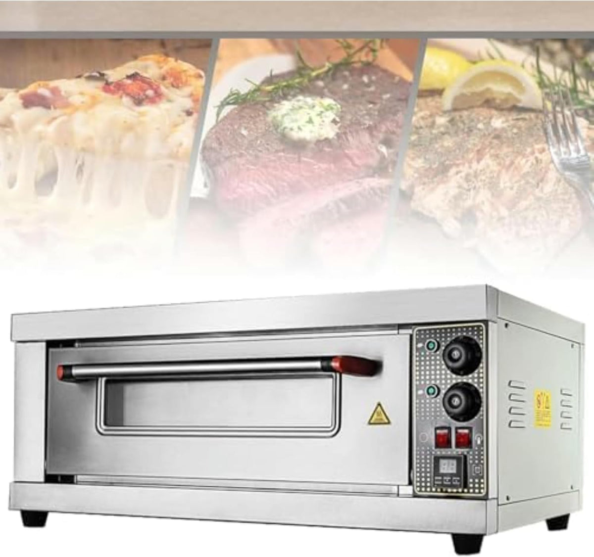 Four four à pizza, 880 x 580 x 350 mm, 3200 W, Argenté, à Pizza électrique Commercial Portable, Appareil de Boulangerie à Haut Tempe