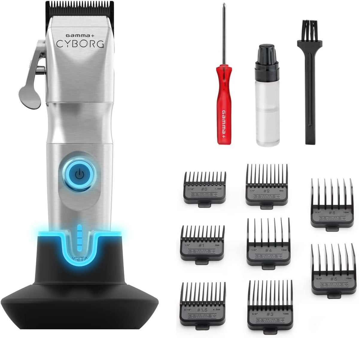 PIÙ GAMMA + ITALIA Tondeuses à cheveux, Noir, GAMMAPIU' Cyborg Tondeuse à Cheveux Professionnelle Homme, Clipper avec Moteur Brushless