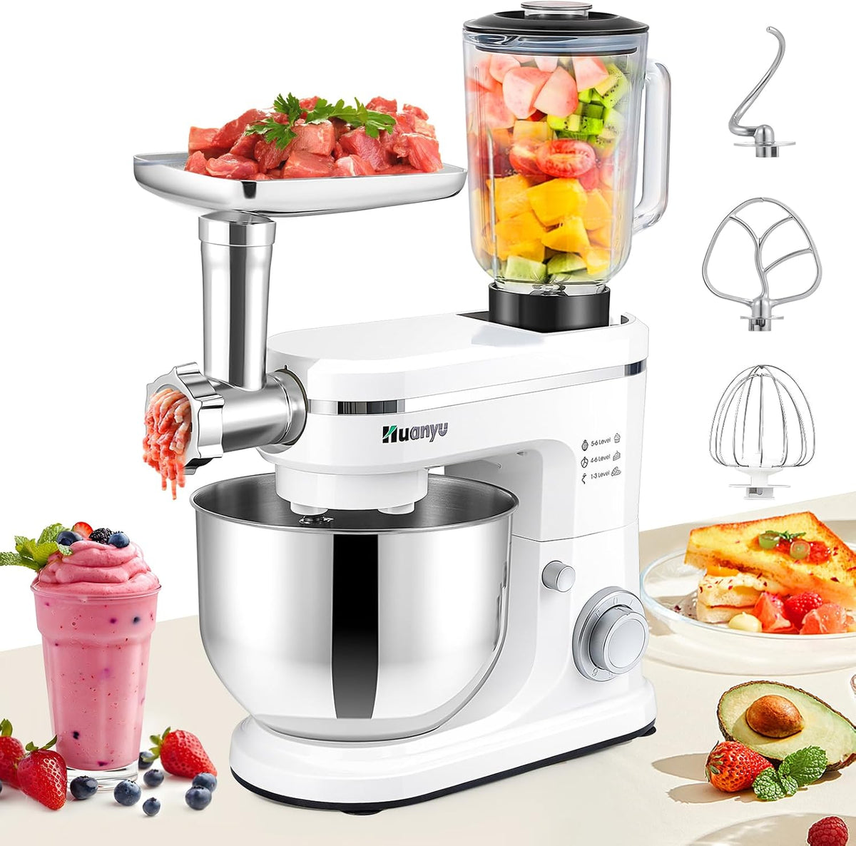 Huanyu robot de cuisine, 6 L, 1.5 L, Noir
