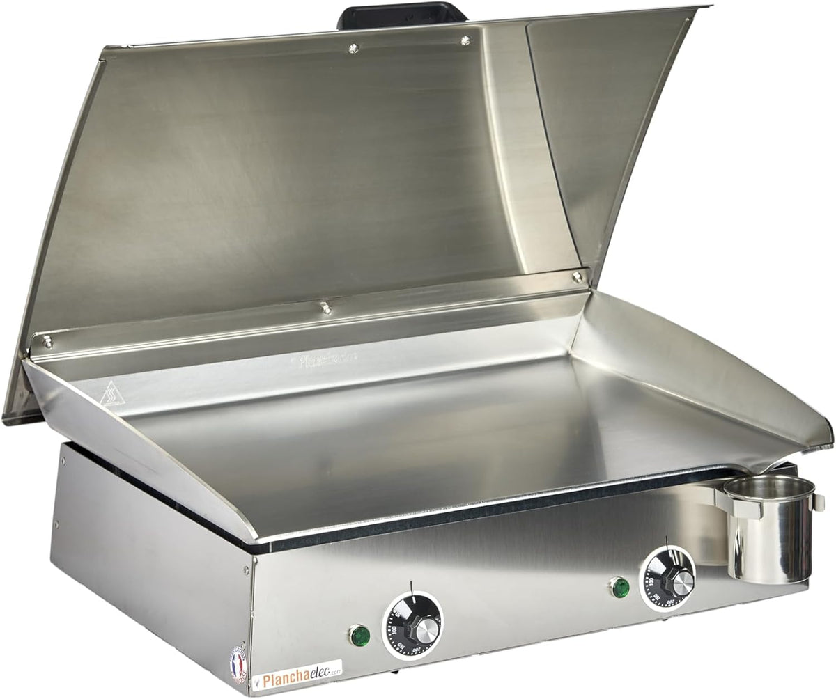 Planchaelec plancha, Argenté, Pack Lux 600 Inox avec son Couvercle et 2 Ustensiles