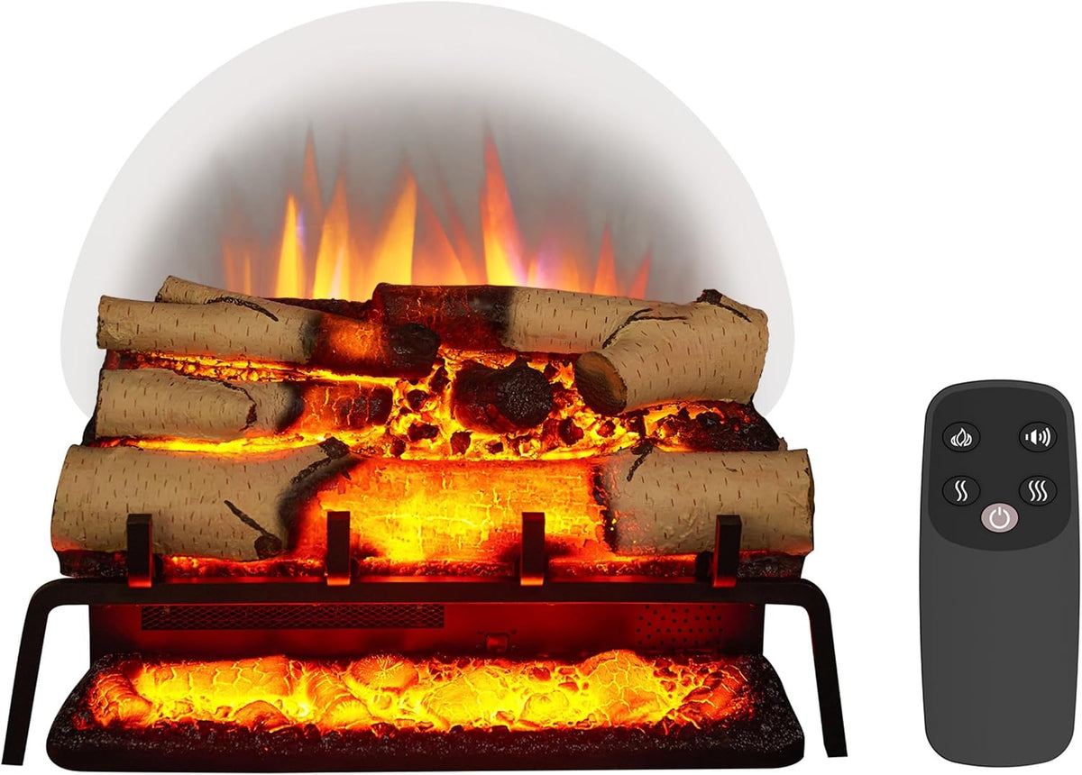 BALDERIA cheminée électrique, 2000 W, Noir/Blanc, Insert de cheminée avec effet flamme 3D, chauffage, éclairage LED
