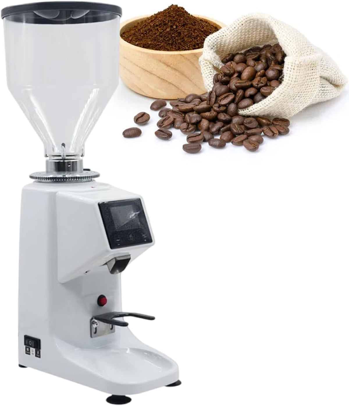 vnmudzeo Moulins électriques à lames, 1500 ml, Blanc, Moulin à Café Professionnel, éCran NuméRique, Machine à Expresso Professionnelle