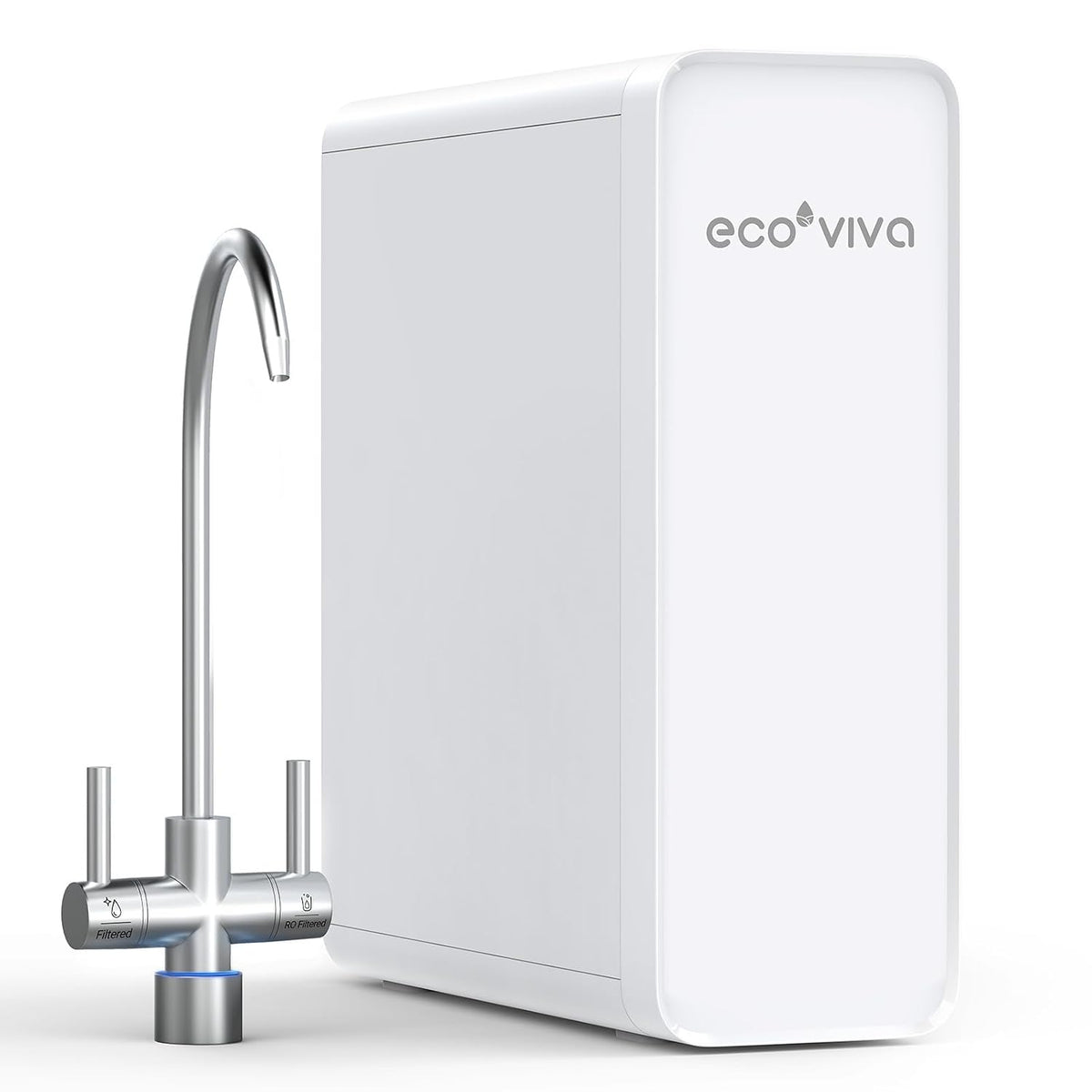 Ecoviva Filtres sous éviers, Blanc, Système de filtration d'eau à osmose inverse 600GPD pour eau potable, système d'osmose inverse à 8 niveaux